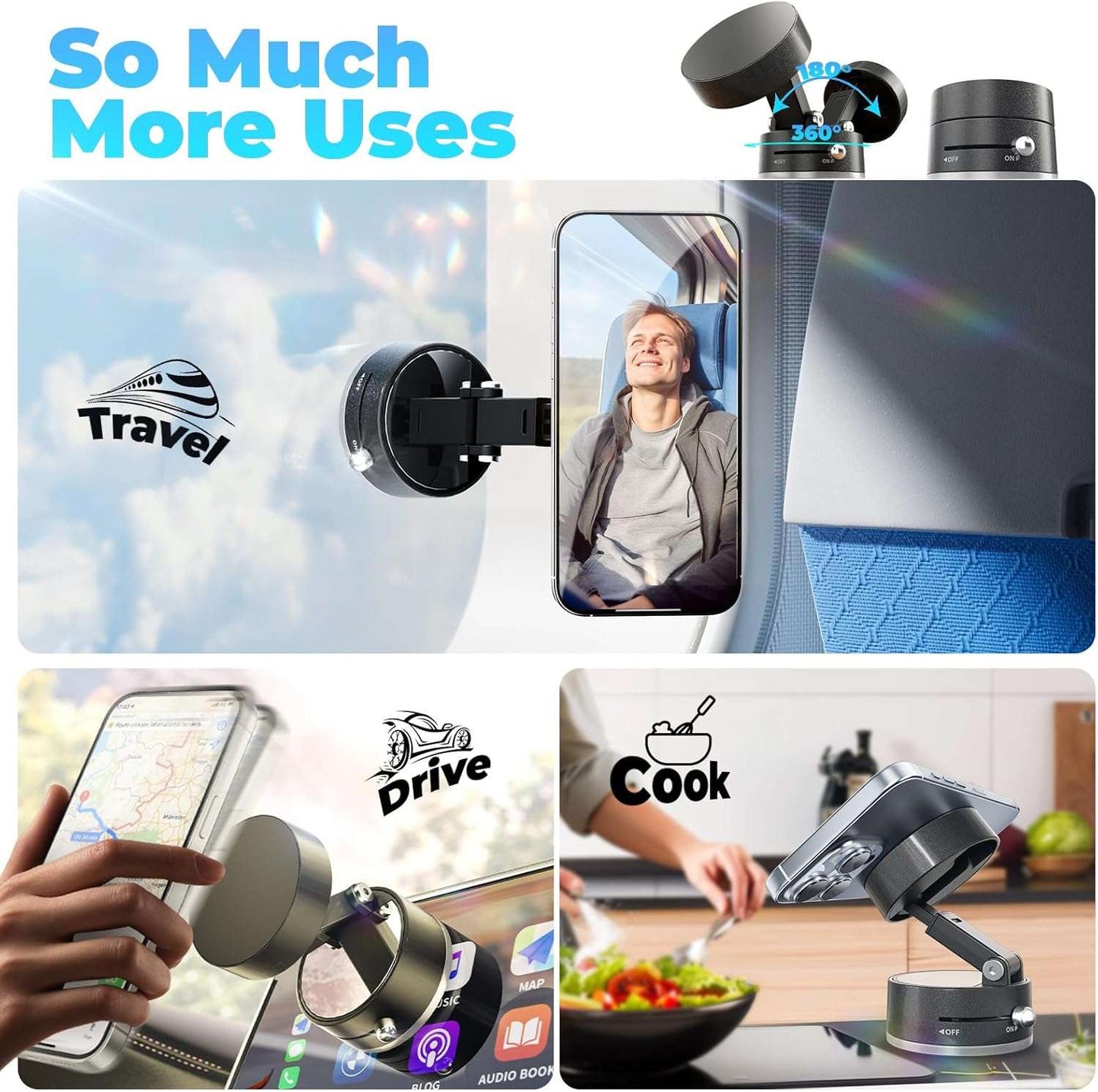 Foldable Vacuum Magnetic Car Phone Holder