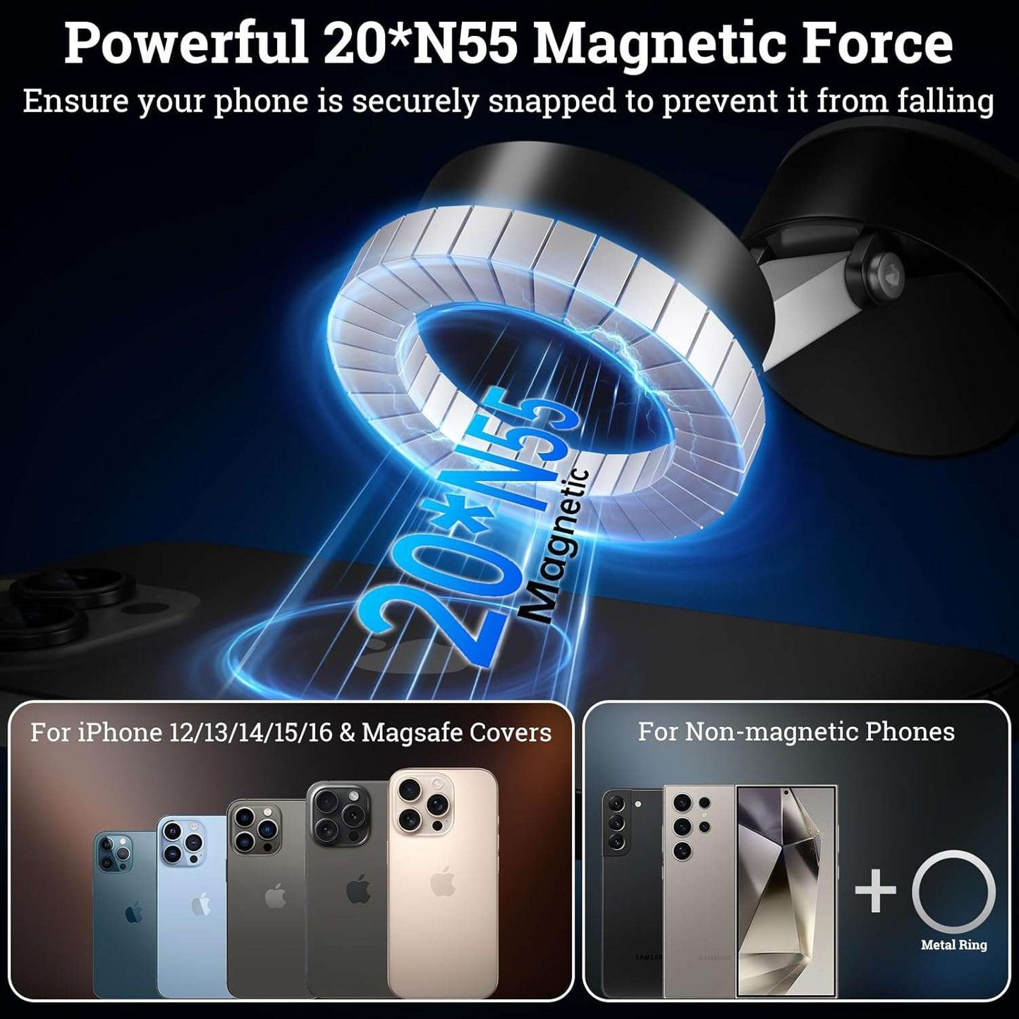 Foldable Vacuum Magnetic Car Phone Holder