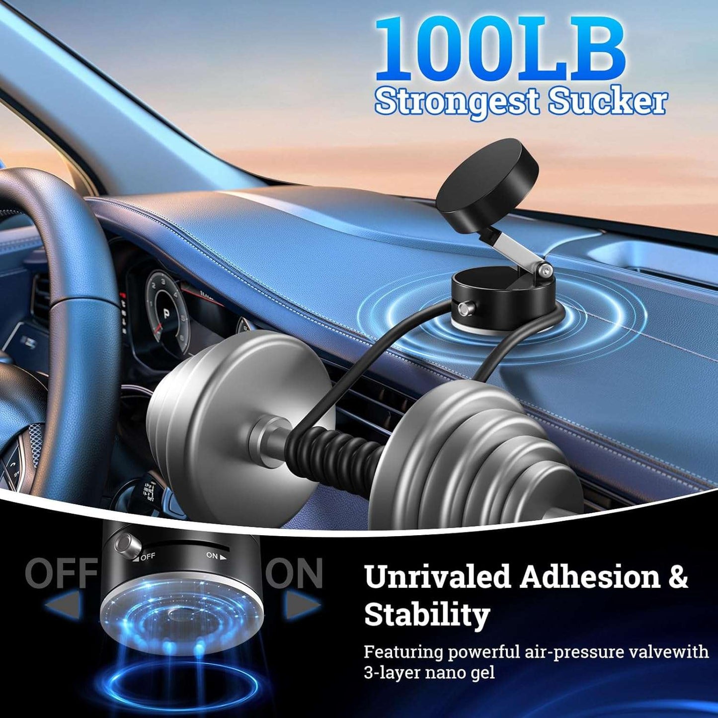 Foldable Vacuum Magnetic Car Phone Holder