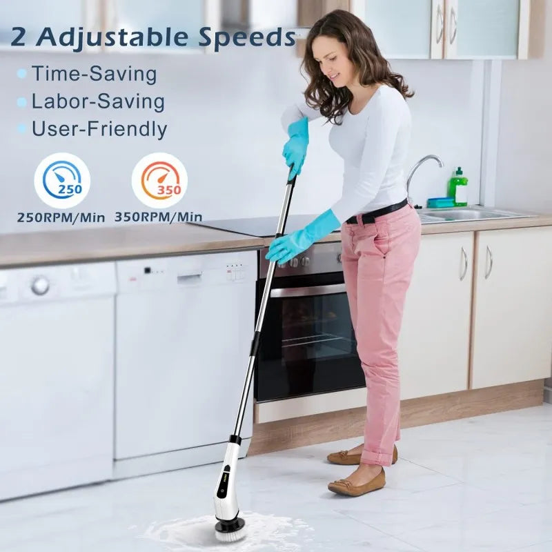 9 in 1 Electric Cleaning Scrubber, Replaceable Brush Heads - 90Mins Work Time
