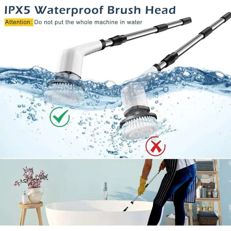 9 in 1 Electric Cleaning Scrubber, Replaceable Brush Heads - 90Mins Work Time