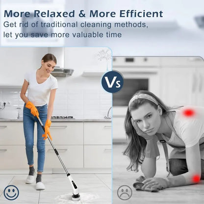 9 in 1 Electric Cleaning Scrubber, Replaceable Brush Heads - 90Mins Work Time