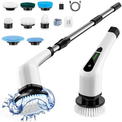 9 in 1 Electric Cleaning Scrubber, Replaceable Brush Heads - 90Mins Work Time
