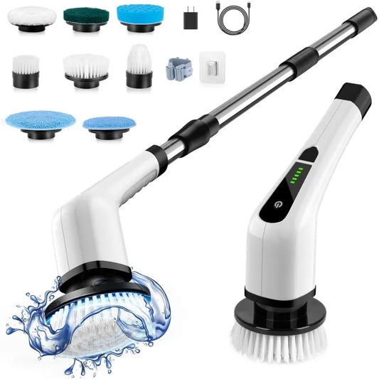 9 in 1 Electric Cleaning Scrubber, Replaceable Brush Heads - 90Mins Work Time