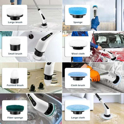 9 in 1 Electric Cleaning Scrubber, Replaceable Brush Heads - 90Mins Work Time
